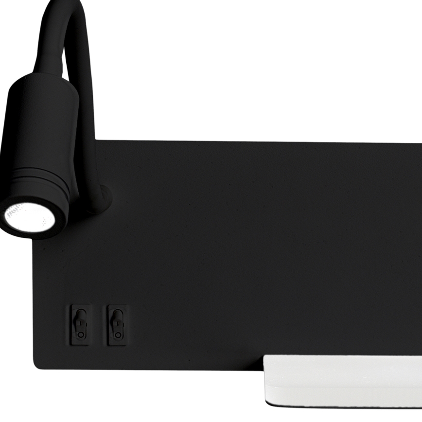 Iluminação de parede LED SHELF 1xLED/4W+1xLED/5W+1xLED/2W/230V preta