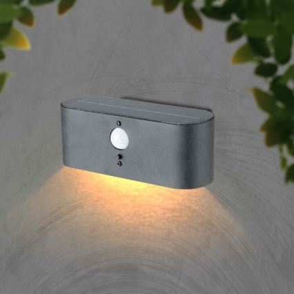 Iluminação de parede LED solar para exterior com sensor LED/2,5W/3,7V 3000K IP54 2000 mAh