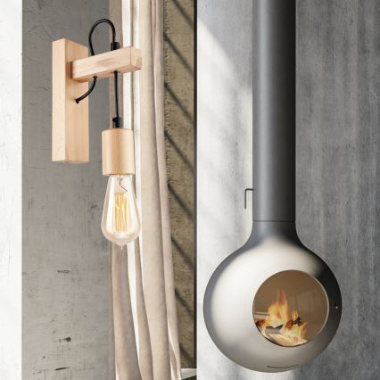Iluminação de parede LEON 1xE27/60W/230V faia - FSC certificado