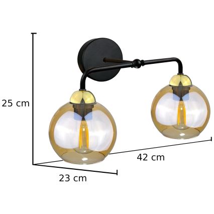 Iluminação de parede MELLE GOLD 2xE27/60W/230V