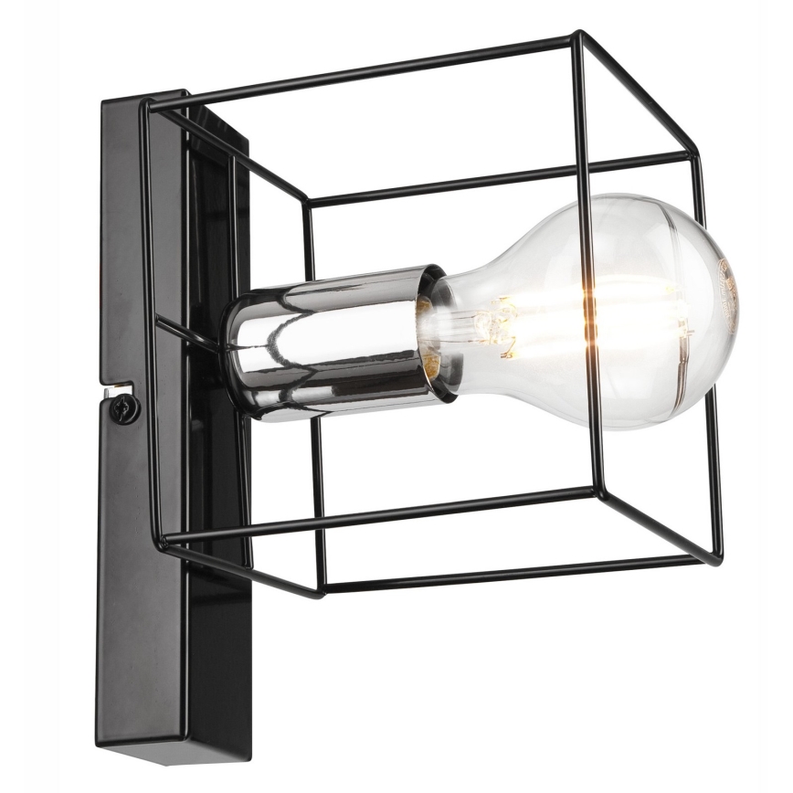 Iluminação de parede MIKA 1xE27/60W/230V preto/cromado brilhante