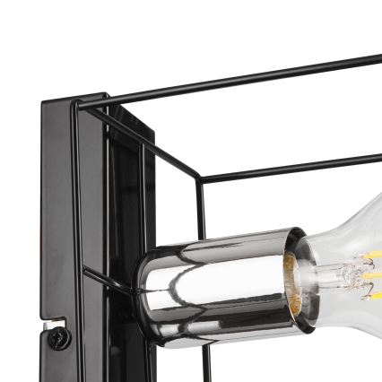Iluminação de parede MIKA 1xE27/60W/230V preto/cromado brilhante