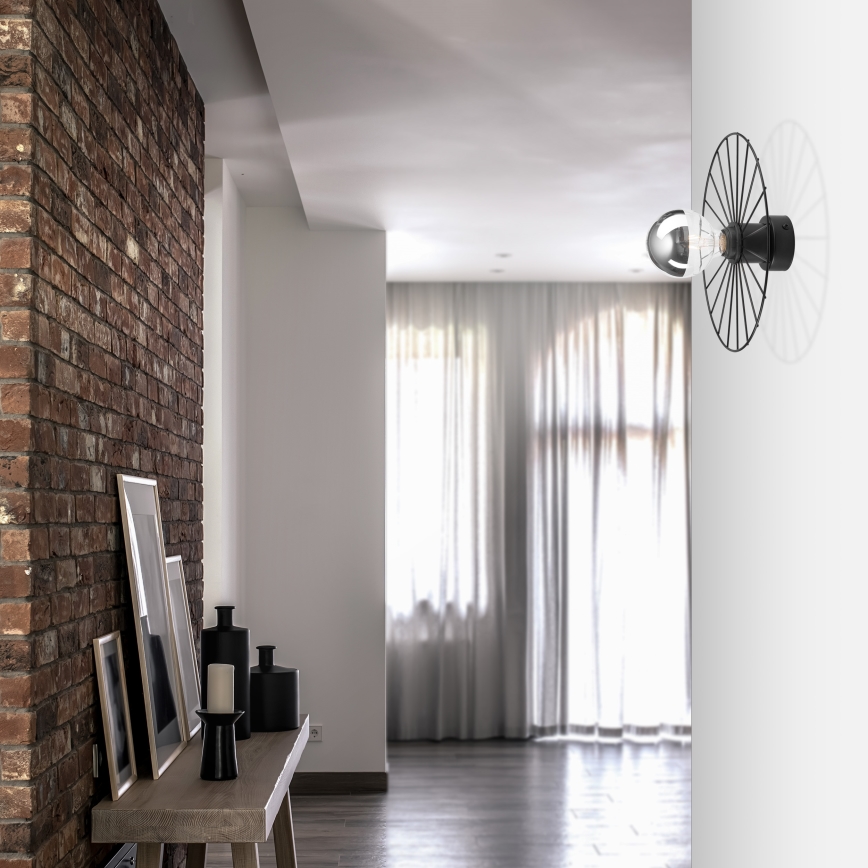 Iluminação de parede MONTANA 1xE27/15W/230V diâmetro 30 cm preto
