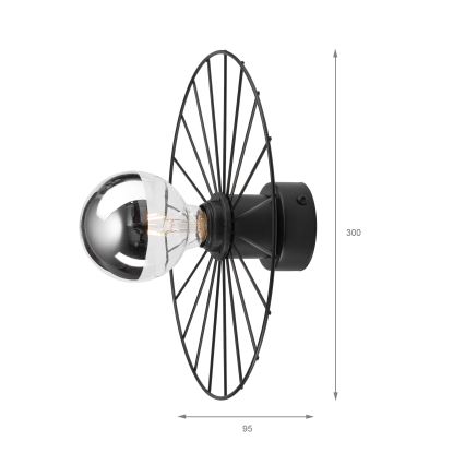 Iluminação de parede MONTANA 1xE27/15W/230V diâmetro 30 cm preto