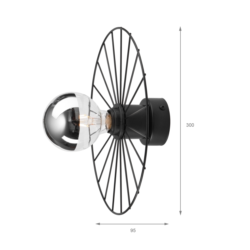 Iluminação de parede MONTANA 1xE27/15W/230V diâmetro 30 cm preto