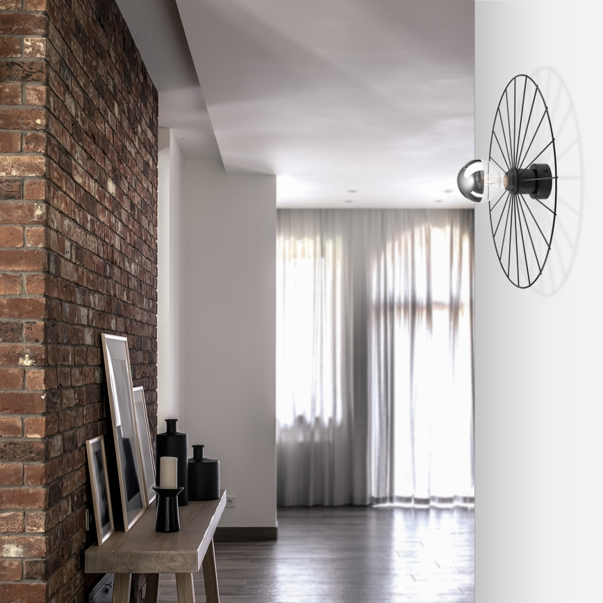 Iluminação de parede MONTANA 1xE27/15W/230V diâmetro 45 cm preto