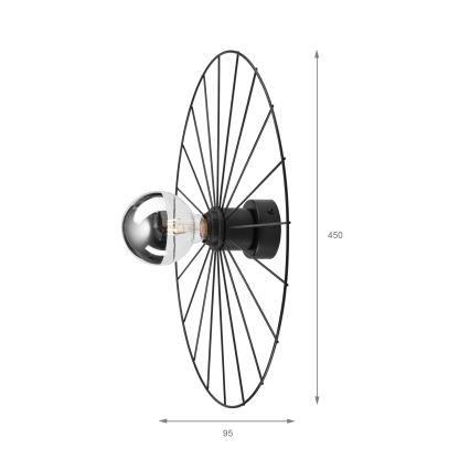 Iluminação de parede MONTANA 1xE27/15W/230V diâmetro 45 cm preto