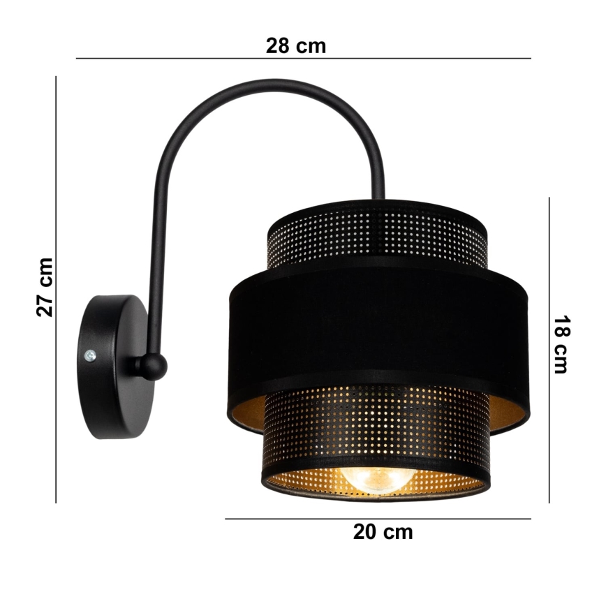 Iluminação de parede NESS 1xE27/60W/230V preto