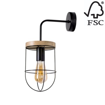 Iluminação de parede NETUNO 1xE27/25W/230V carvalho - certificado por FSC