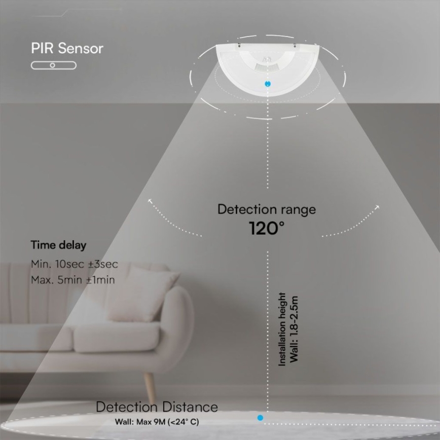 Iluminação de parede para casa de banho LED com sensor SAMSUNG CHIP LED/10W/230V 4000K IP54 branco