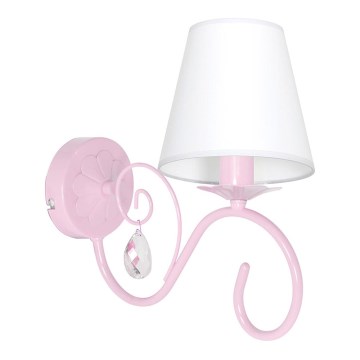 Iluminação de parede para criança LAURA 1xE14/60W/230V rosa claro
