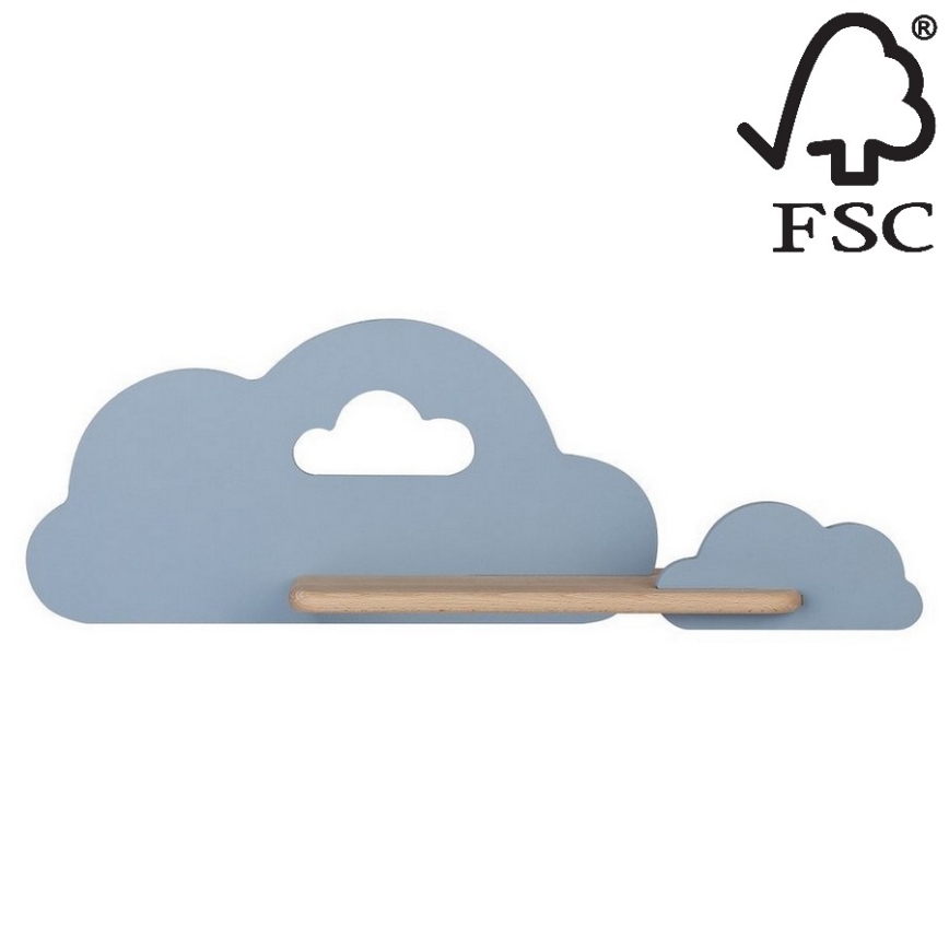 Iluminação de parede para criança LED com prateleira CLOUD LED/5W/230V azul - certificado FSC