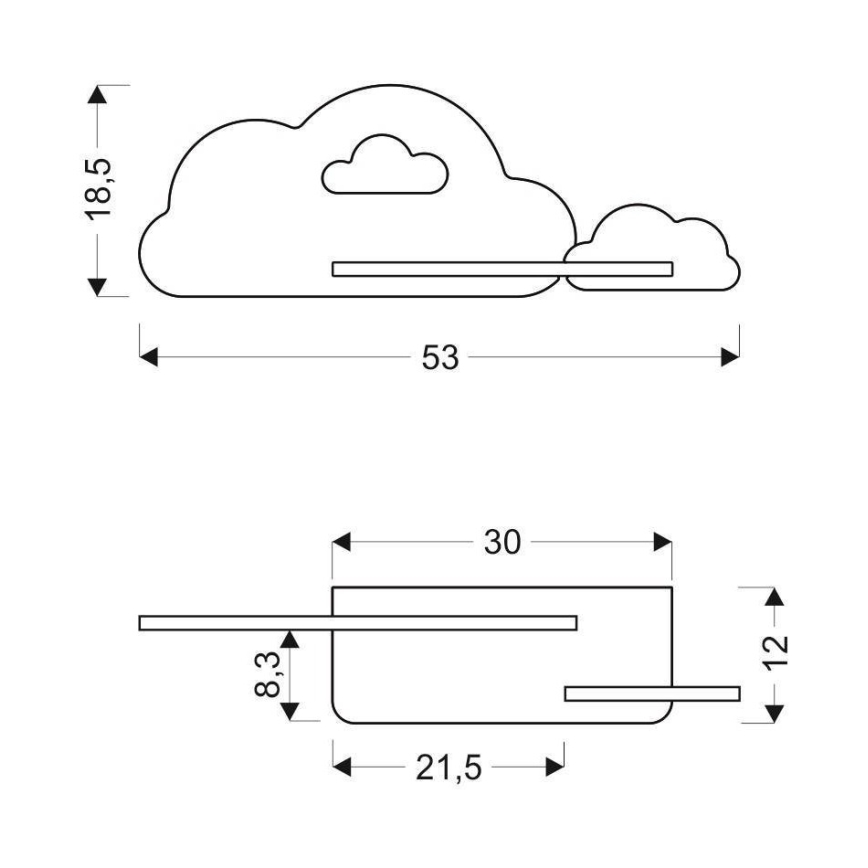 Iluminação de parede para criança LED com prateleira CLOUD LED/5W/230V branca/rosa - certificado FSC