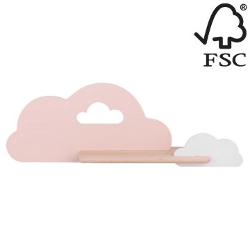 Iluminação de parede para criança LED com prateleira CLOUD LED/5W/230V rosa/branca  - certificado FSC