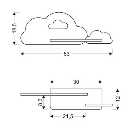 Iluminação de parede para criança LED com prateleira CLOUD LED/5W/230V rosa/branca  - certificado FSC