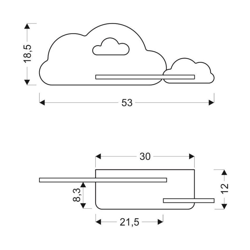 Iluminação de parede para criança LED com prateleira CLOUD LED/5W/230V rosa/branca  - certificado FSC