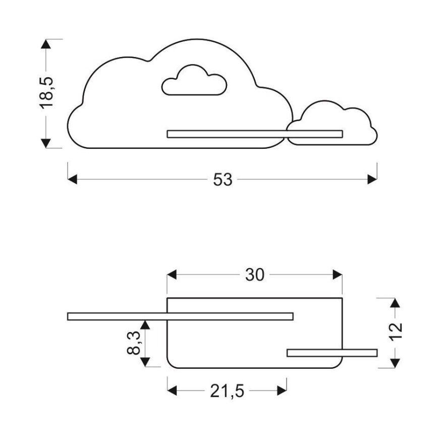 Iluminação de parede para criança LED com prateleira CLOUD LED/5W/230V rosa/branca - certificado FSC