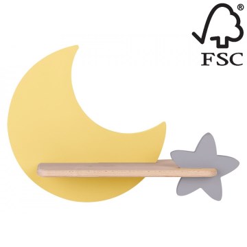 Iluminação de parede para criança LED com prateleira MOON LED/5W/230V - certificado por FSC