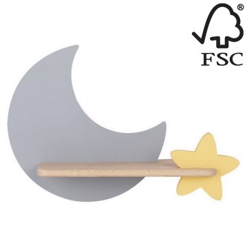 Iluminação de parede para criança LED com prateleira MOON LED/5W/230V - certificado por FSC