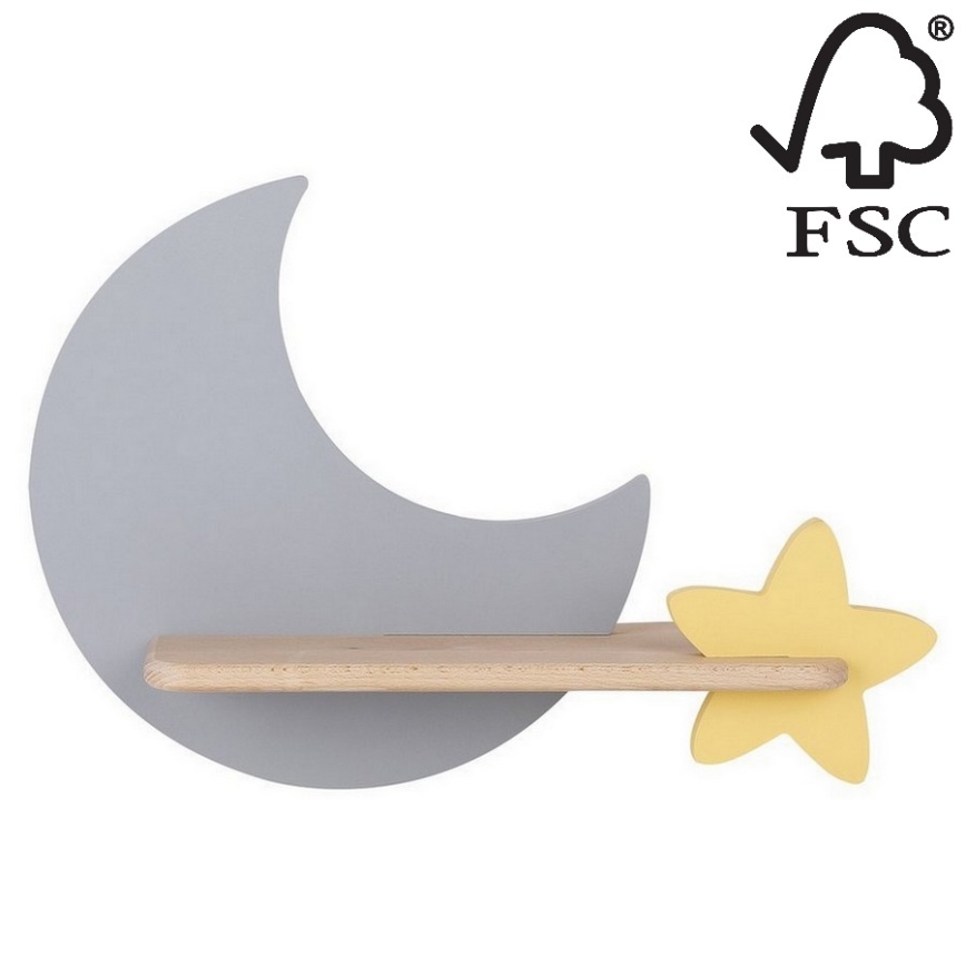 Iluminação de parede para criança LED com prateleira MOON LED/5W/230V - certificado por FSC