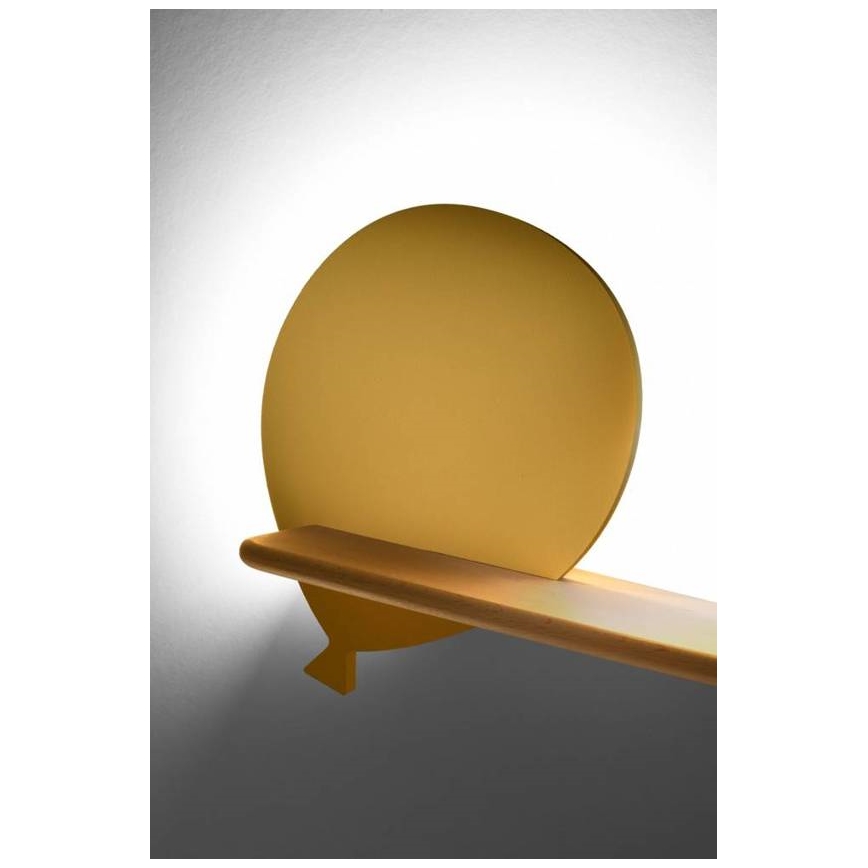 Iluminação de parede para criança LED com uma prateleira BALLOON LED/4W/230V amarelo/madeira