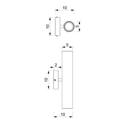 Iluminação de parede RAITO 2xGU10/8W/230V preto