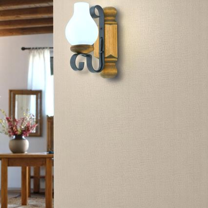Iluminação de parede RUSTIC 1xE14/40W/230V faia