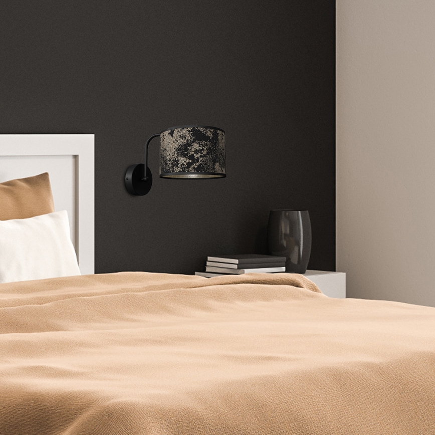 Iluminação de parede SATINO 1xE27/60W/230V preta/dourada