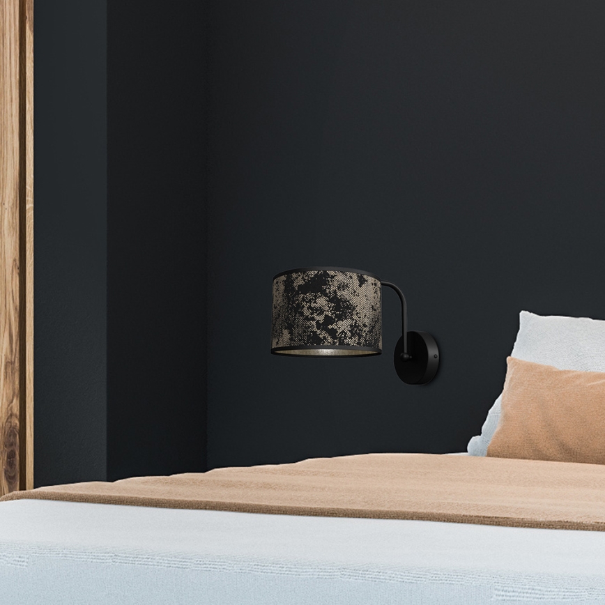 Iluminação de parede SATINO 1xE27/60W/230V preta/dourada
