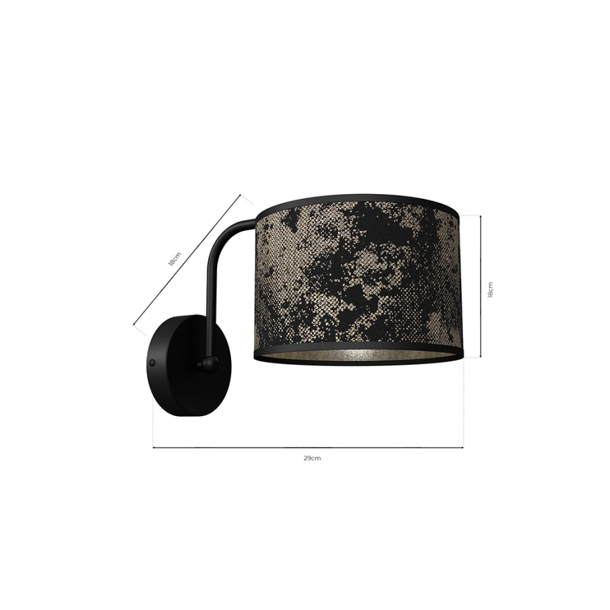 Iluminação de parede SATINO 1xE27/60W/230V preta/dourada