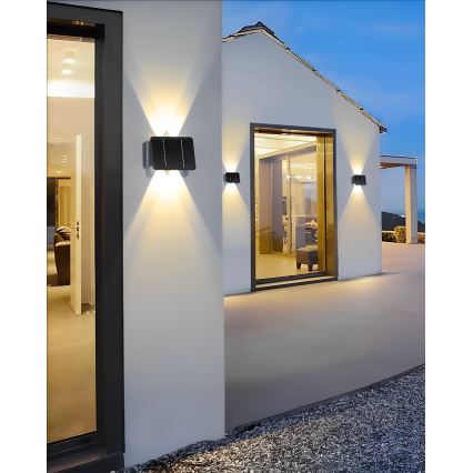 Iluminação de parede solar LED 4xLED/1,5W/3,7V 1500 mAh IP54 preto