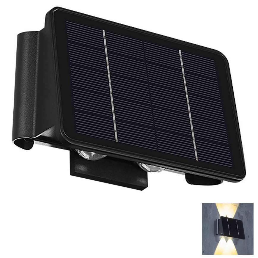 Iluminação de parede solar LED 4xLED/1,5W/3,7V IP54 preto