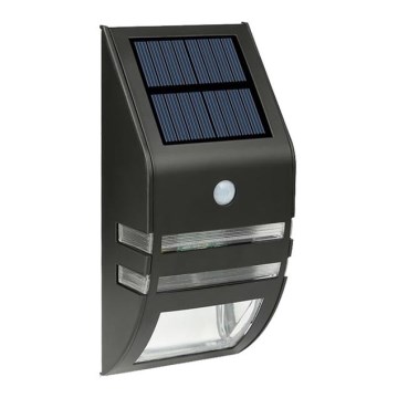 Iluminação de parede solar LED com sensor LED/3,7V IP44 preta
