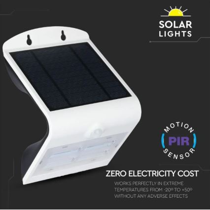 Iluminação de parede solar LED com sensor LED/3W/3,7V 3000/4000K IP65 branca
