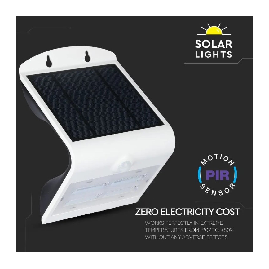 Iluminação de parede solar LED com sensor LED/3W/3,7V 3000/4000K IP65 branca