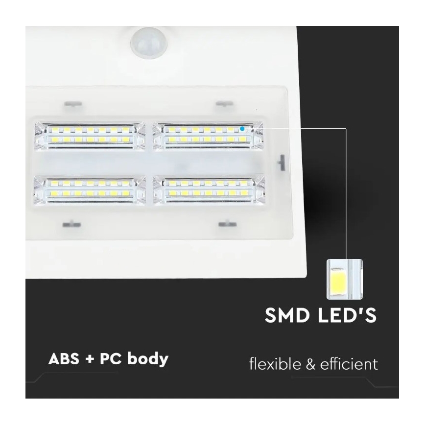 Iluminação de parede solar LED com sensor LED/3W/3,7V 3000/4000K IP65 branca