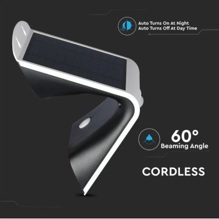 Iluminação de parede solar LED com sensor LED/3W/3,7V 3000/4000K IP65 branca