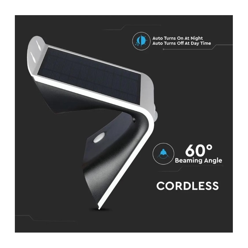 Iluminação de parede solar LED com sensor LED/3W/3,7V 3000/4000K IP65 branca