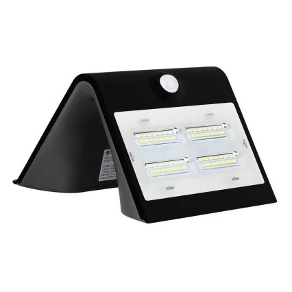 Iluminação de parede solar LED com sensor LED/3W/3,7V 3000/4000K IP65 preta