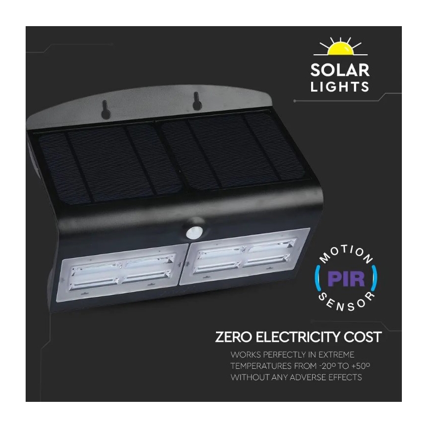 Iluminação de parede solar LED com sensor LED/7W/3,7V 4000K IP65 preta