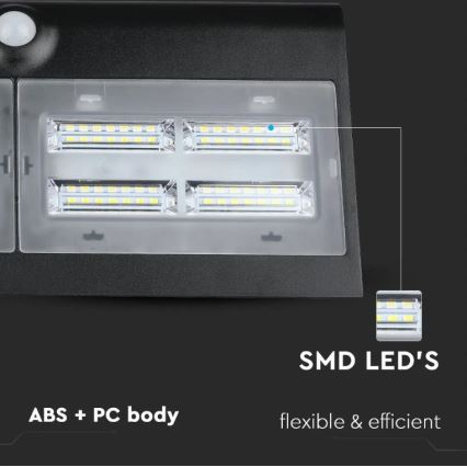 Iluminação de parede solar LED com sensor LED/7W/3,7V 4000K IP65 preta