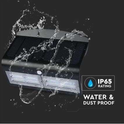 Iluminação de parede solar LED com sensor LED/7W/3,7V 4000K IP65 preta