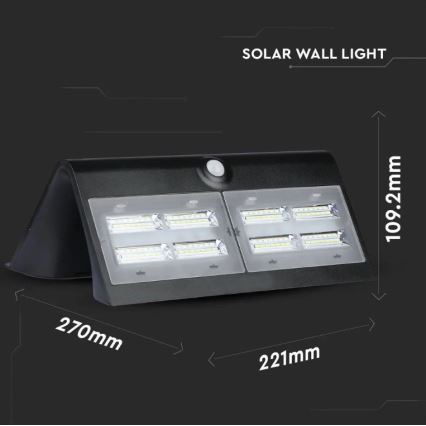 Iluminação de parede solar LED com sensor LED/7W/3,7V 4000K IP65 preta