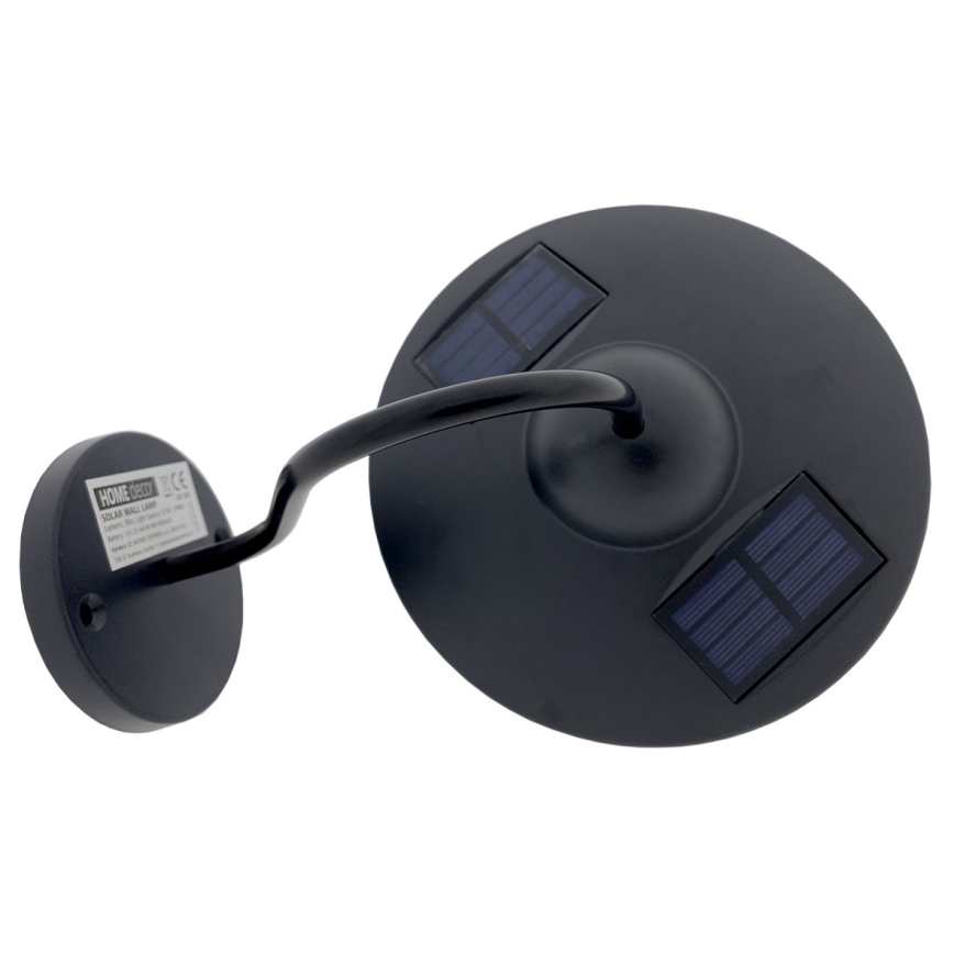 Iluminação de parede solar LED LED/0,5W/1,2V 600 mAh IP44 preto