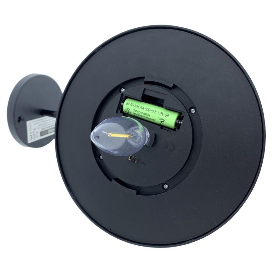 Iluminação de parede solar LED LED/0,5W/1,2V 600 mAh IP44 preto