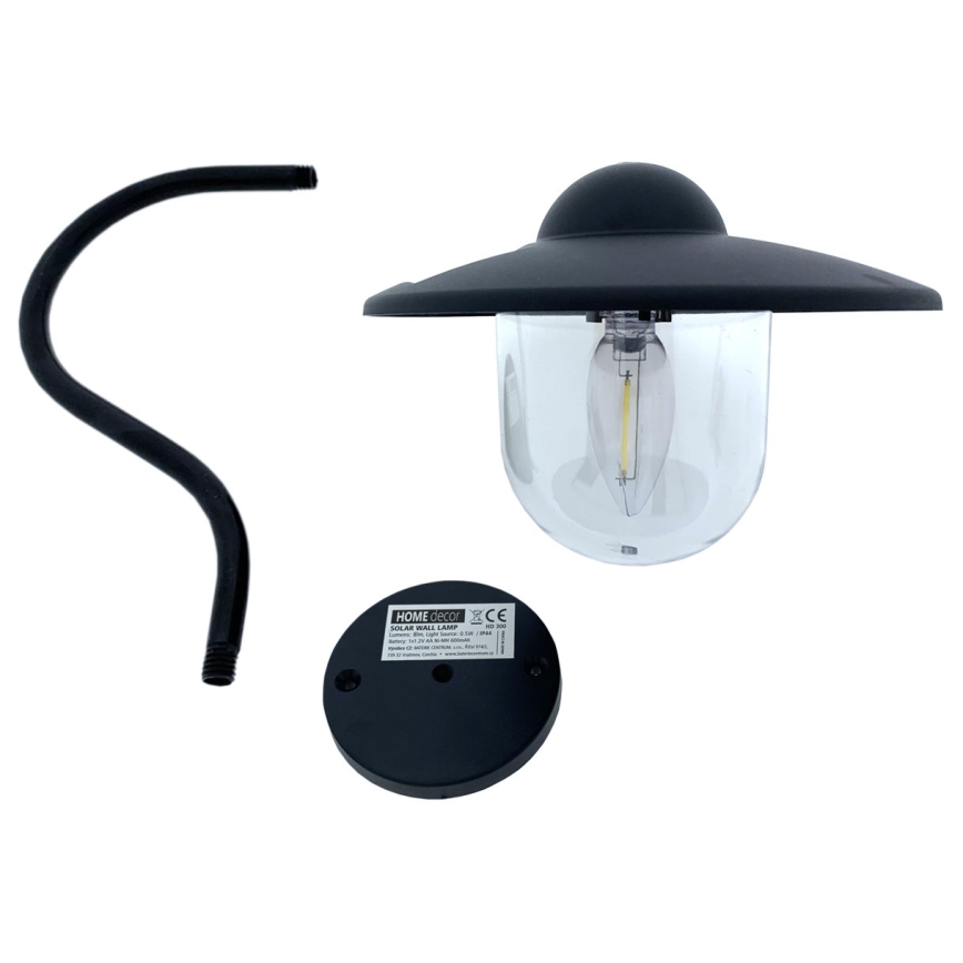 Iluminação de parede solar LED LED/0,5W/1,2V 600 mAh IP44 preto