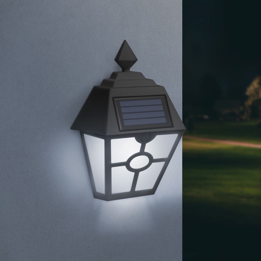 Iluminação de parede solar LED LED/1,2V 600mAh IP44 preta