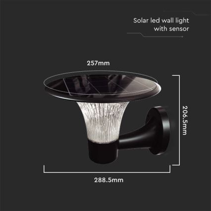 Iluminação solar de parede LED com sensor LED/15W/3,2V 4000K/6000K IP65