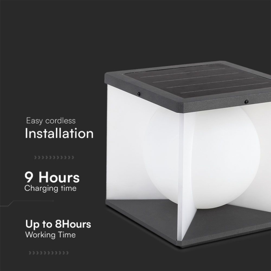 Candeeiro solar de parede LED regulável LED/8W/3,7V IP65 3000K + comando