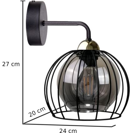 Iluminação de parede SOLO BLACK 1xE27/60W/230V preto/dourado